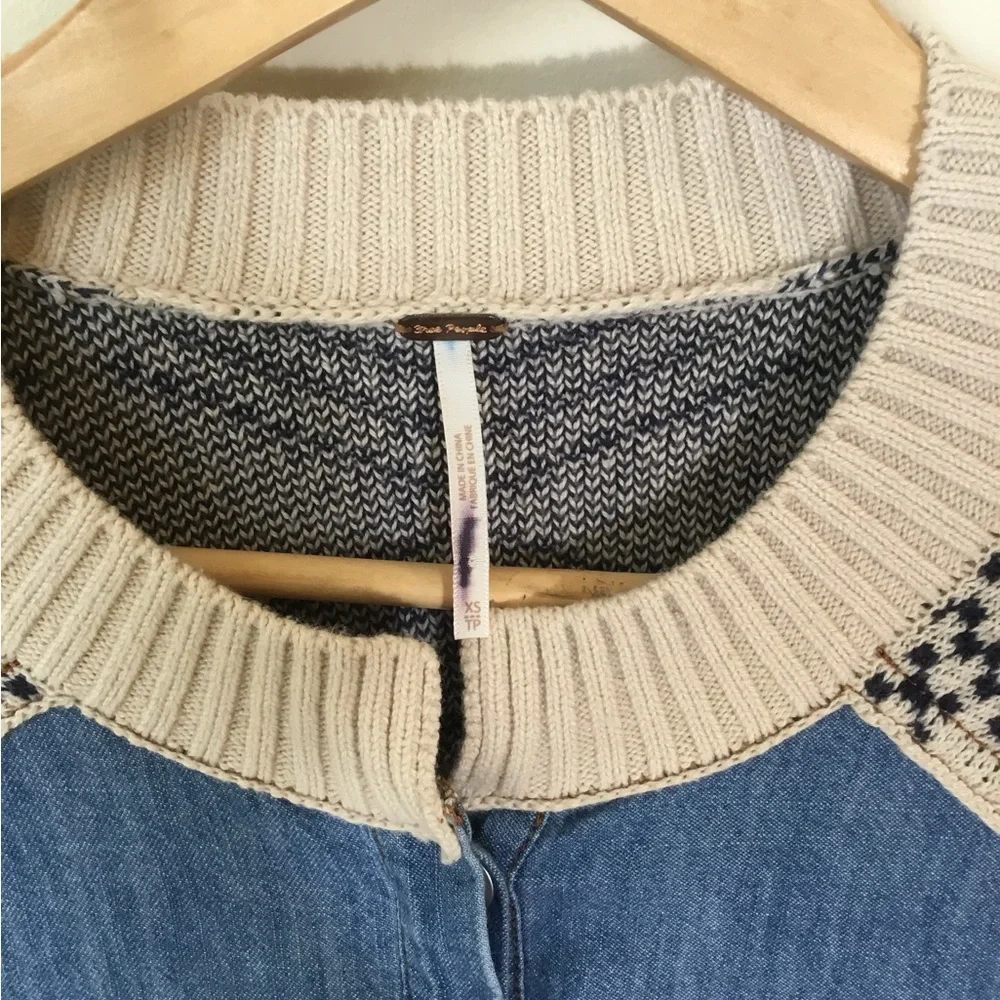 Free People Button Front Mini with‎ Sweater Piecing Dominic Dress